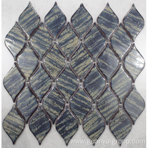 Water Drop Shape Wooden Pattern Porcelain Mosaic